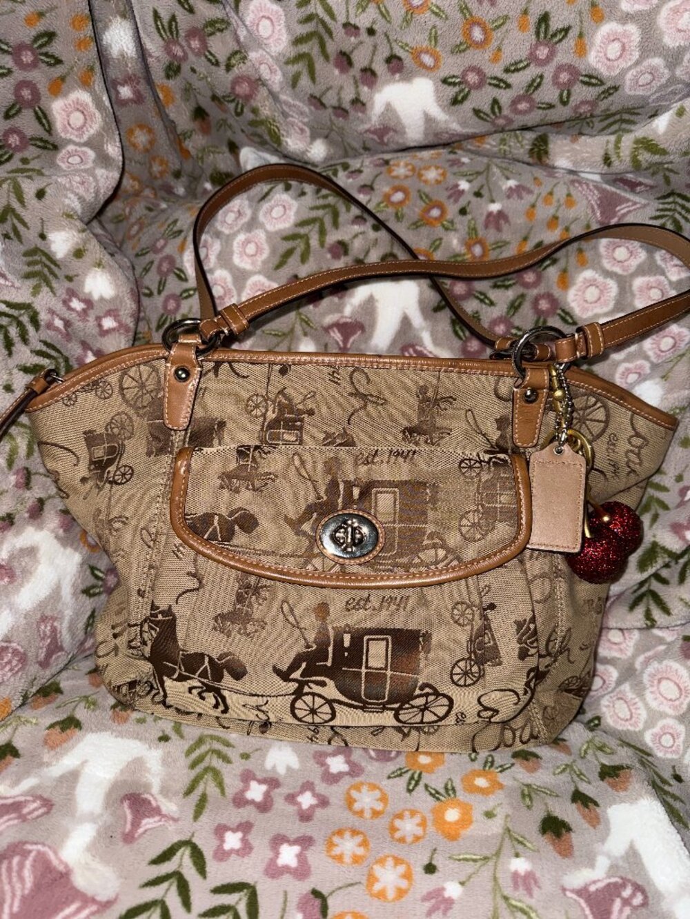 Coach horse & carriage brown tote